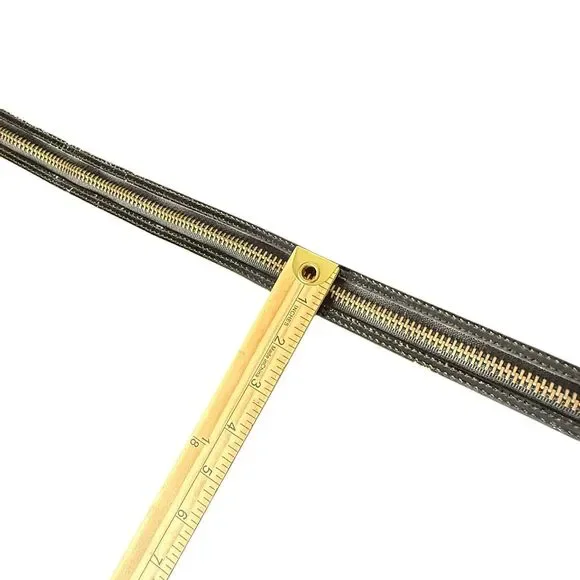 Michael Kors Black Leather Belt Gold Buckle Zipper Detail Women Size L FLAW - Picture 12 of 12